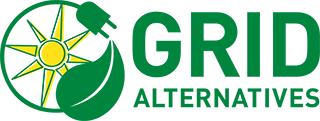 Grid Alternatives logo in green and yellow with sun, leaf and electric plug