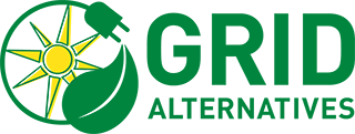 Grid Alternatives logo in green and yellow with sun, leaf and electric plug