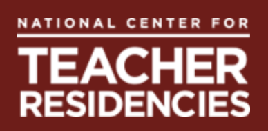 National Center for Teacher Residencies logo. white type in maroon rectangle.